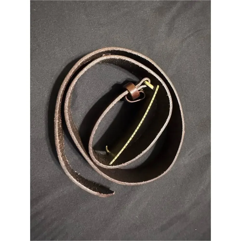 Ralph Lauren Brown brown Leather Belt Engraved western brass Brass Buckle M